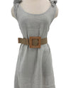 Square Buckle Straw Belt CBT107 Taupe