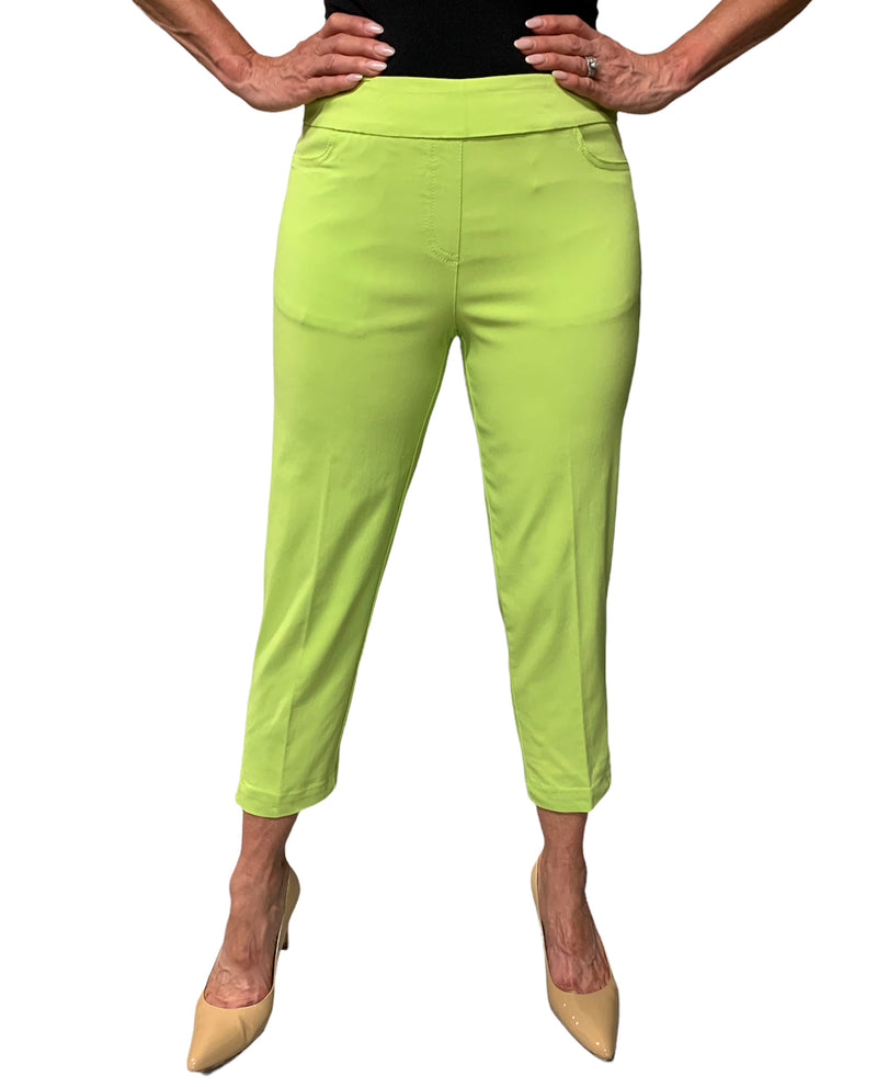 SlimSation M9038 Solid Crop Pants Lime