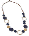 Navy Wood & Gold Necklace 84959A