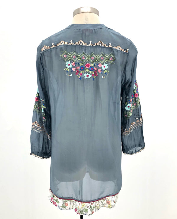 Henley Embroidered Tunic 1786 Grey