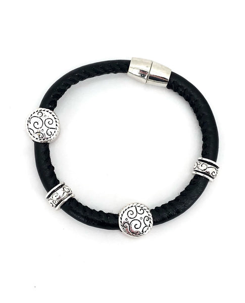 Beaded Leather Bracelet 84690A | Thick Cord Bracelet With Beads