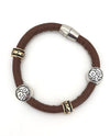 Beaded Leather Bracelet 84690A Brown/ ROND