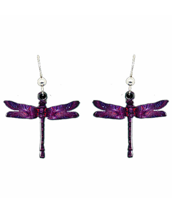 Purple Dragonfly Earring 1598 Silver