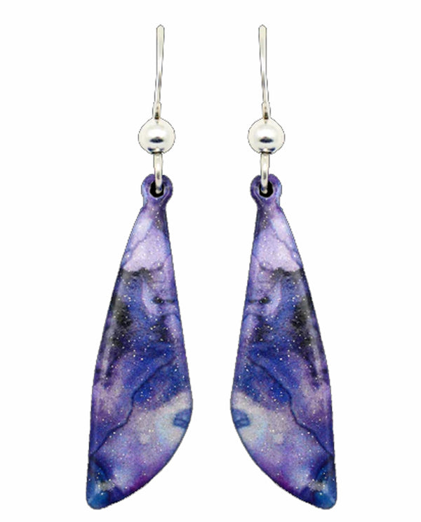 Long Violet Ink Earring 2203 Silver