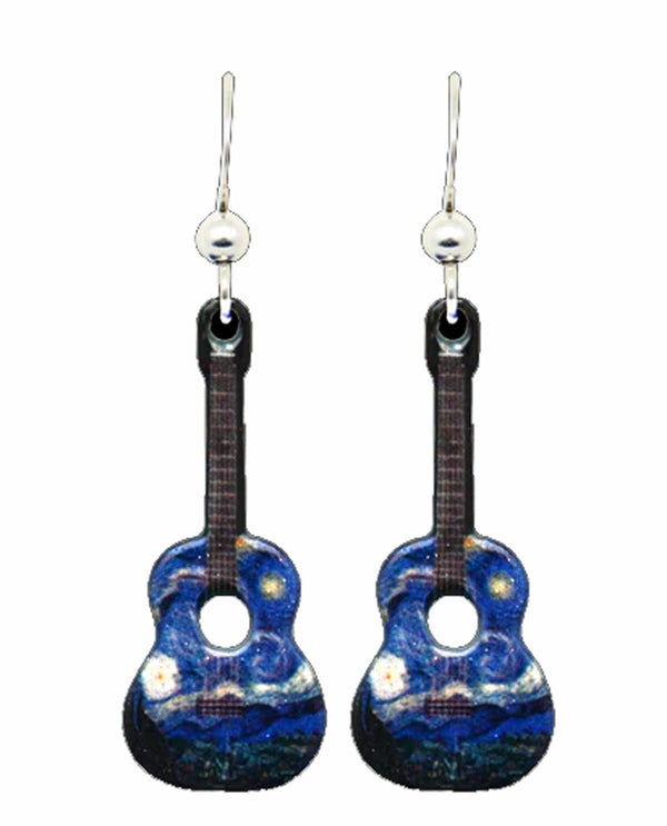 Starry Night Guitar Earring 1618 Silver