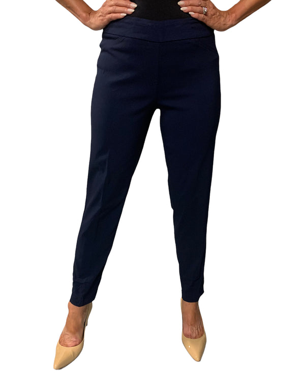 Slim-Sation M32706PM Pull On Ankle Pant With Ladder Strap Midnight Navy
