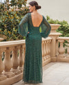 Jade Jasmine K248022 Bishop Sleeve Fit & Flare, Square Back Emerald