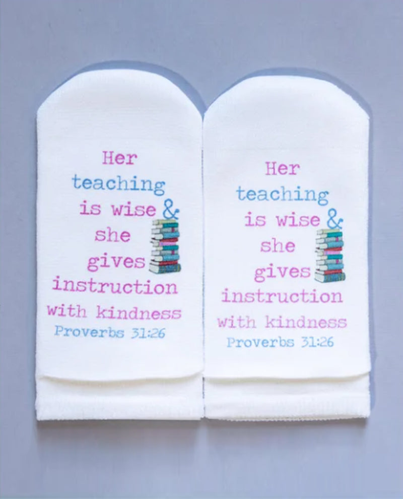 Standing On The Word Sock PROVERS 31:26 Her Teaching Sox