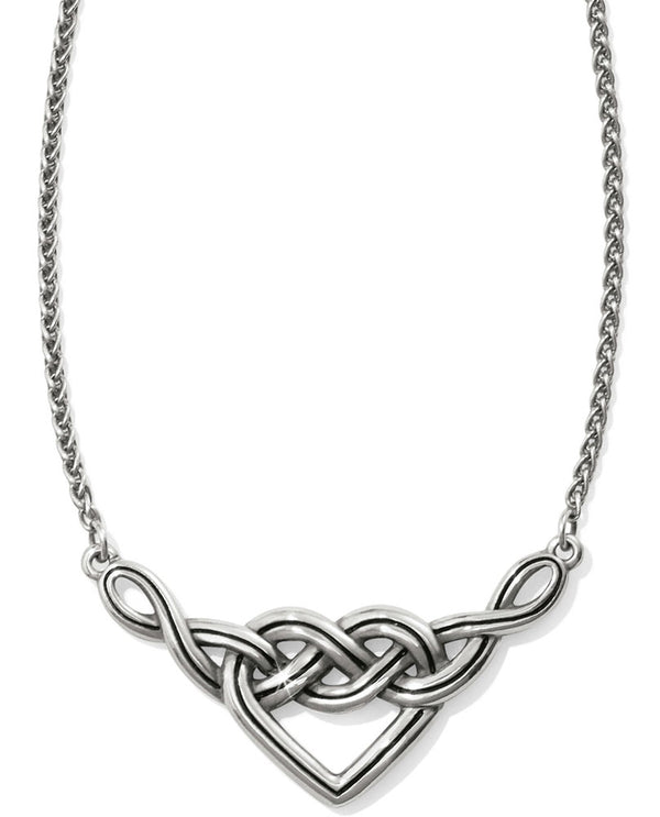 Silver simple Brighton JL8480 Interlok V Heart Necklace has a Celtic knot symbolizing eternal love