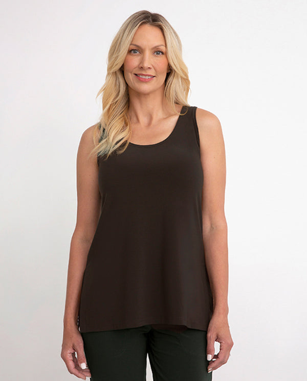 Sympli – Trapeze Tank Top for Women's (black color W/ crosshatch small  boxed print) 96% Polyester 4% Spandex – MyMien