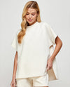 Textured Hi-Lo Short Sleeve Tunic T3403 Cream