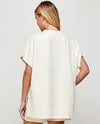 Textured Hi-Lo Short Sleeve Tunic T3403 Cream