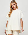 Textured Hi-Lo Short Sleeve Tunic T3403 Cream