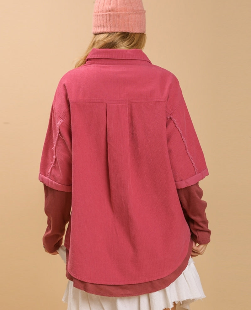 Jacket With Fray Hem A0347 Dusty Rose