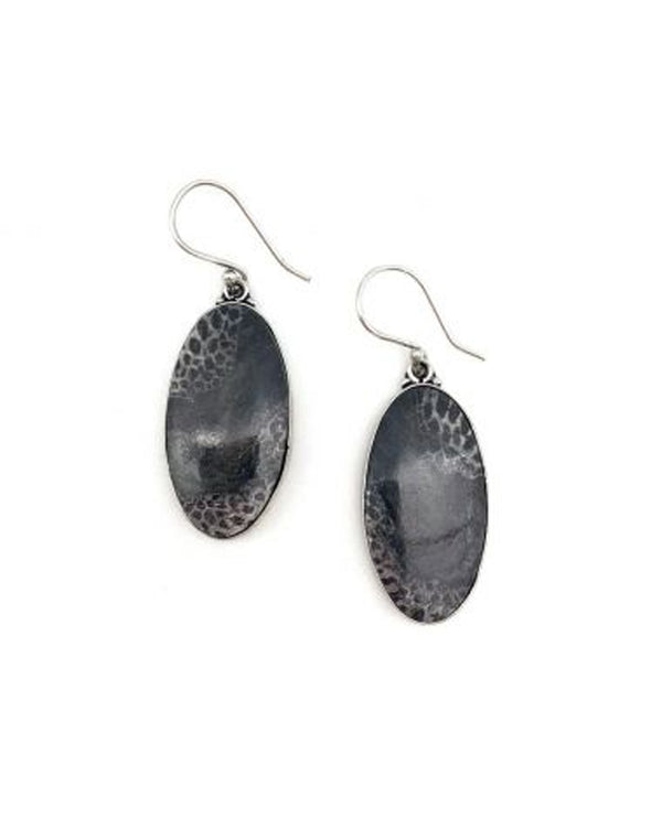Anju E4608 Kashi Stone Earring Black Fossil