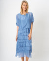 Made in Italy 64740 Long Ruffle With Sleeve Blue