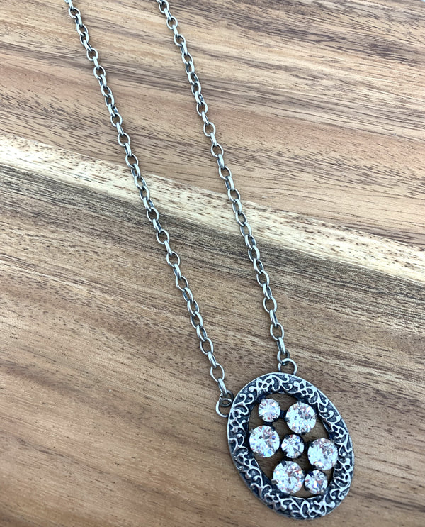Rachel Marie Designs Erin Scroll Cluster Necklace Clear 