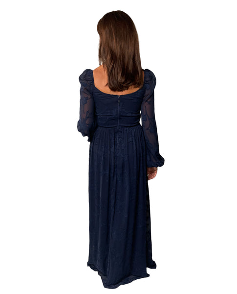 Long Sleeve Burnout Maxi Dress M21200