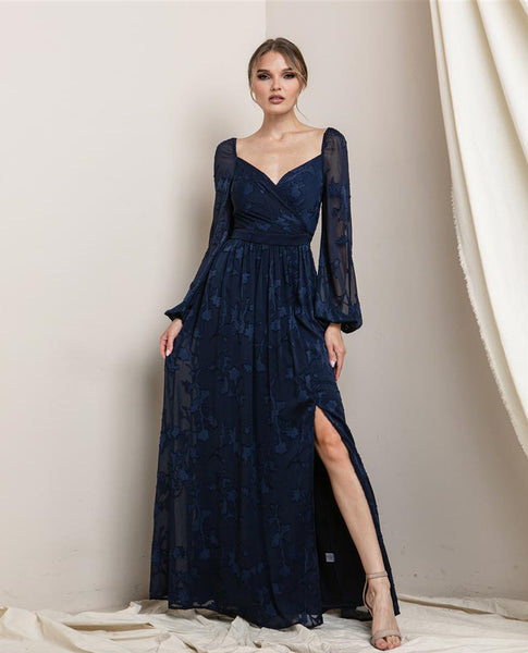Long Sleeve Burnout Maxi Dress M21200