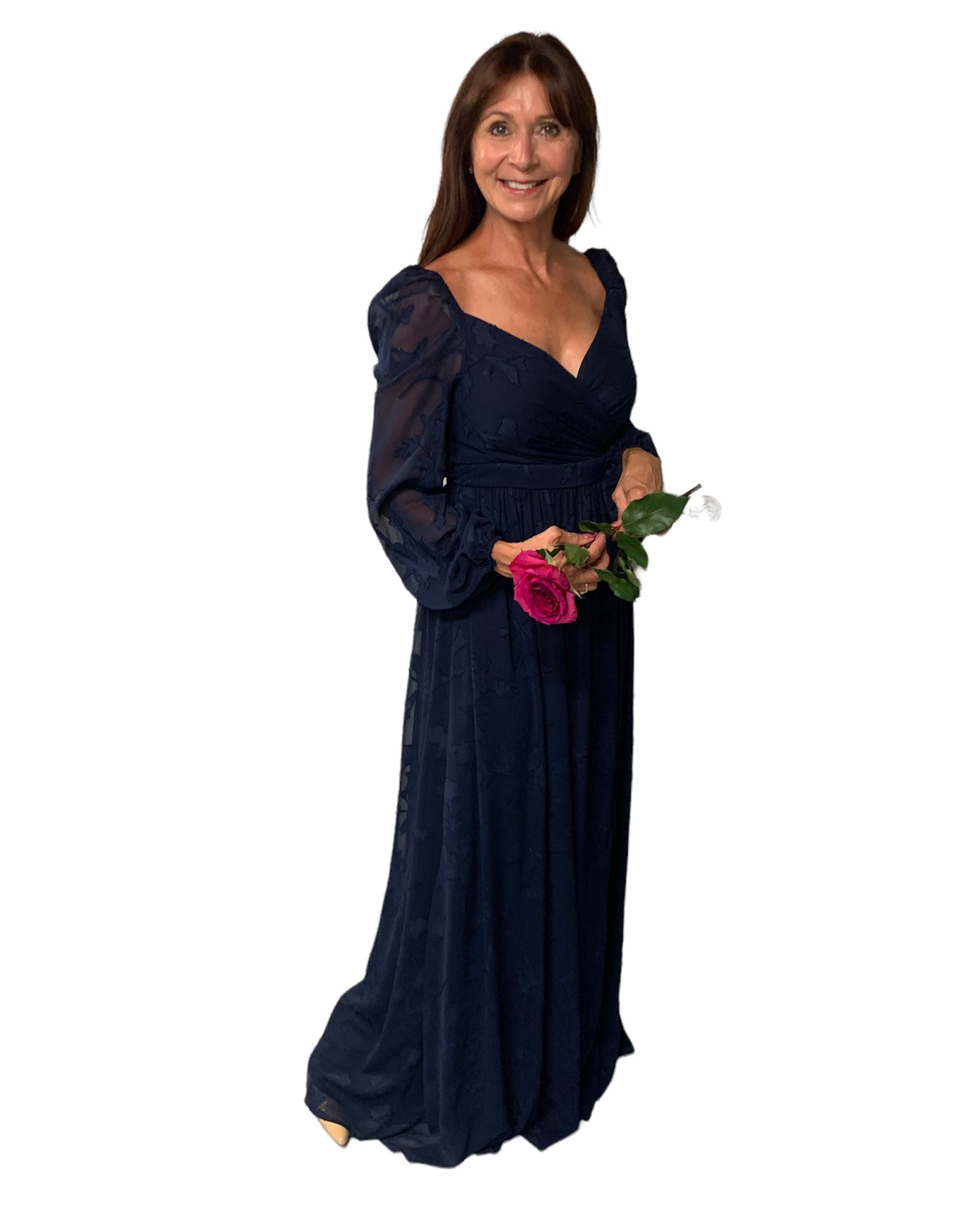 Long Sleeve Burnout Maxi Dress M21200