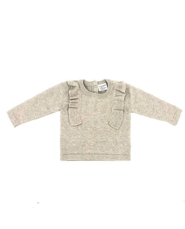 Knit Ruffle Pullover Sweater 810016 Oatmeal