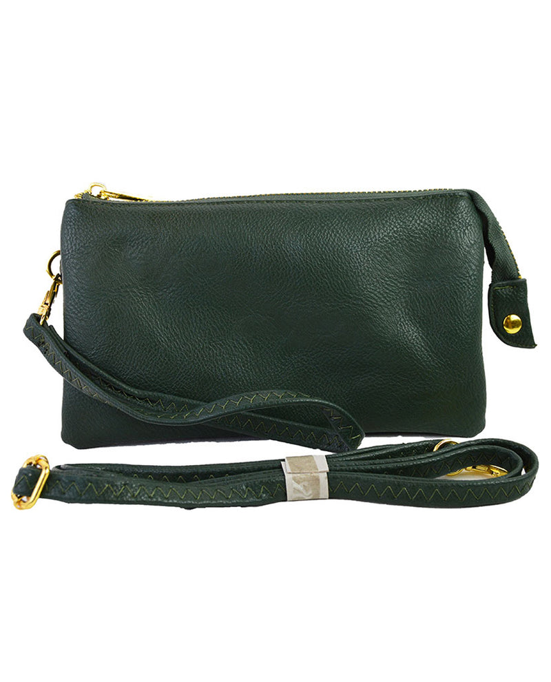 Zip Top Cross Body Handbag 7013 Dark Green