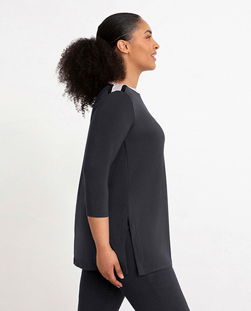 Sympli 23187-2 Underline Boat Neck Tunic Graphite