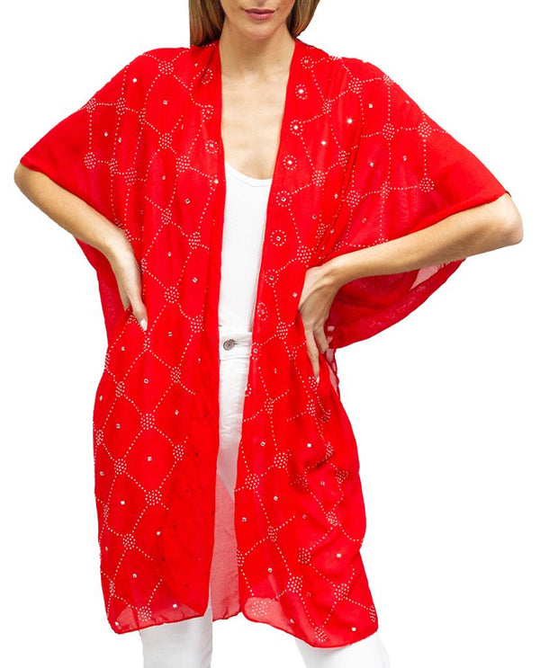 Box Pattern Kimono KO18085 Red