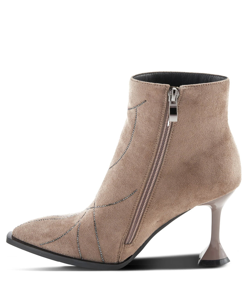Spring Step Shoes Rose Trim Micro Suede Boot Taupe