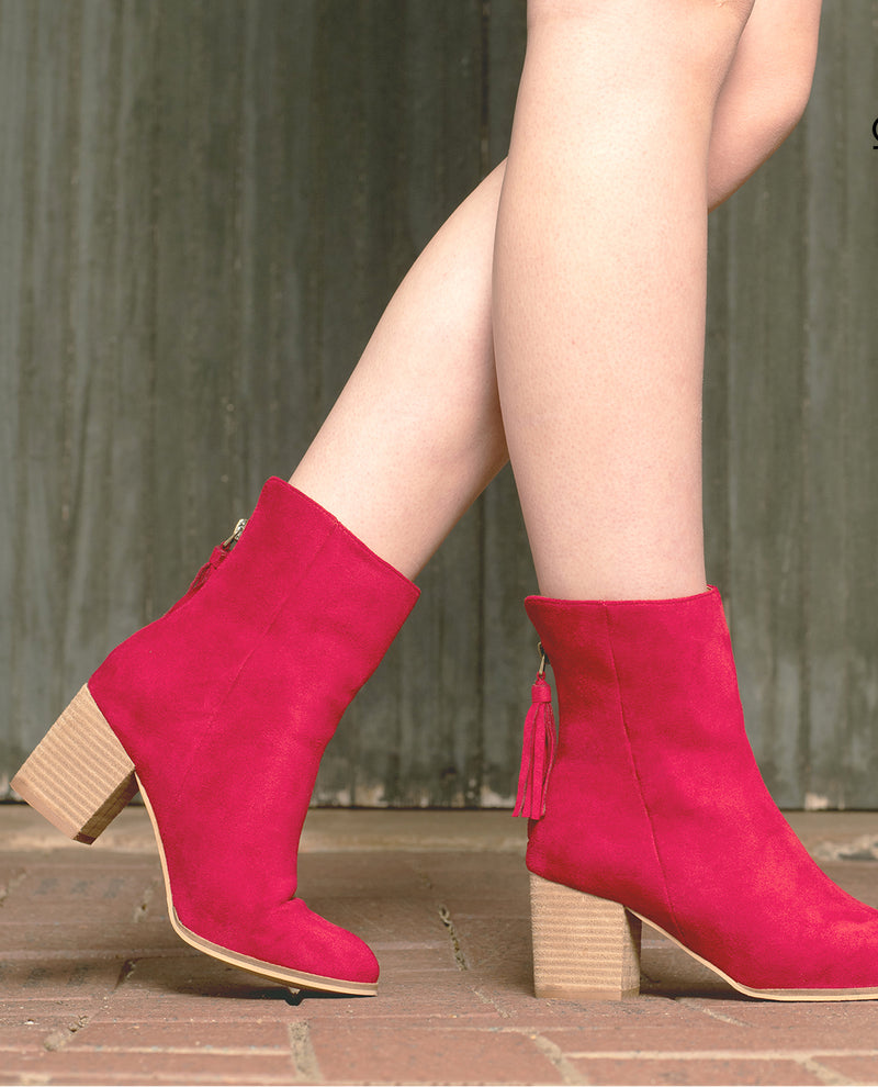 Corky's Footwear Back Zip Ankle Faux Leather Boot Red