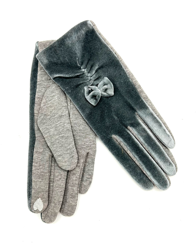 Ruched With Bow Glove GV054-4 Grey