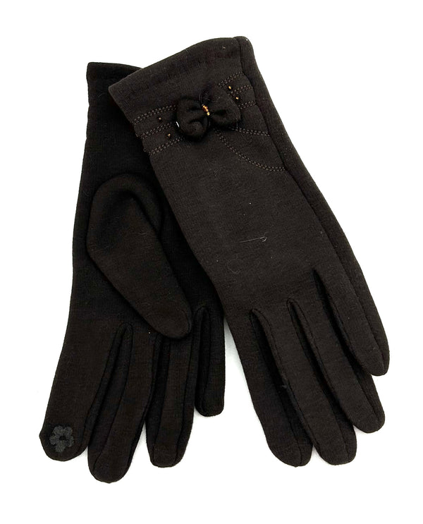 Bow & Bead Trim Glove GV019A Brown