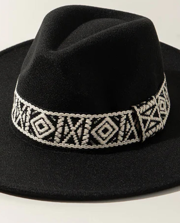 Aztec Wide Hat Band B3933 Black & White