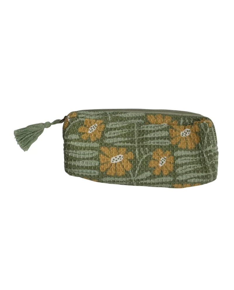 Cotton Flower Zip Pouch EM0590A Green