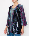 Long Sleeve Velvet & Sparkly Cardigan OLS-4628 Purple