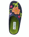 Spring Step Shoes POSIE Floral Wool Slipper Navy