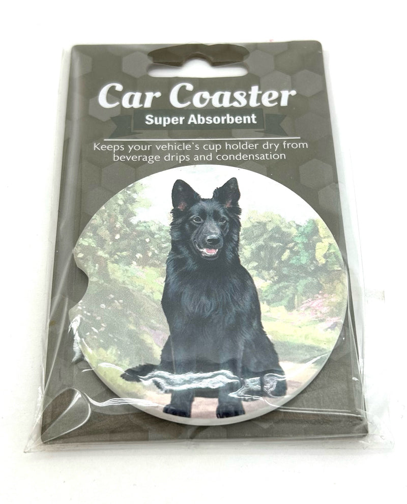 German Shepherd Black Sitting Car Coaster 233-75B