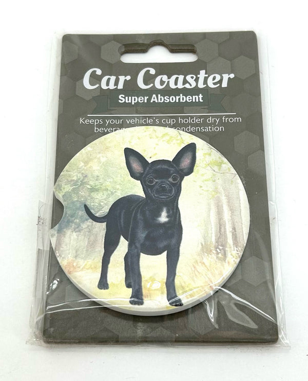 Chihuahua Black Sitting Car Coaster 233-11