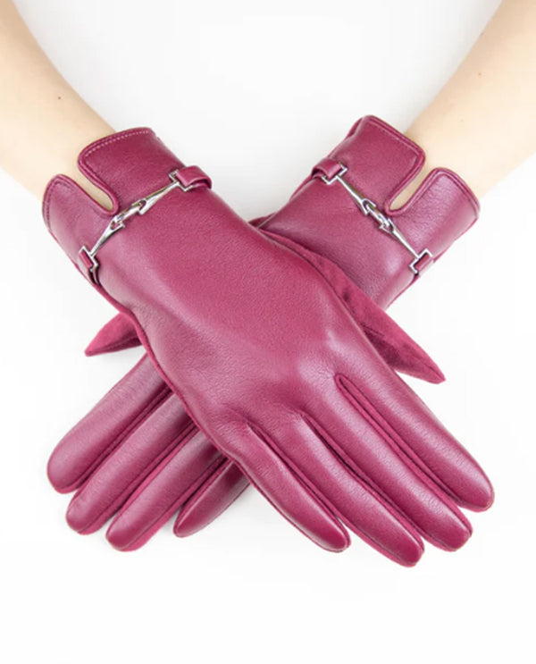 Faux Leather Chain Link Glove GL12335 Burgundy