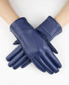 Faux Leather Cross Stitch Glove GL12334 Navy