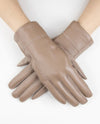Faux Leather Cross Stitch Glove GL12334 Khaki