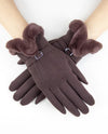 Faux Fur Cuff & Strap Glove GL12331 Brown