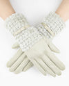 Faux Fur & Ribbon Glove GL12329 Beige