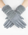 Faux Fur & Ribbon Glove GL12329 Gray