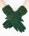 Faux Fur & Ribbon Glove GL12329 Green