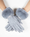 Faux Fur Cuff Outline Stitch Glove GL12325 Grey