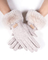 Faux Fur Cuff Outline Stitch Glove GL12325 Khaki