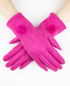Faux Suede & Fur Glove GL12324 Magenta