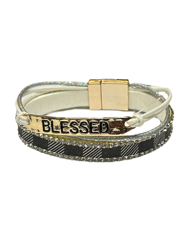 Coco & Carmen 2235002 Blessed Layered Magnetic Bracelet Black & White
