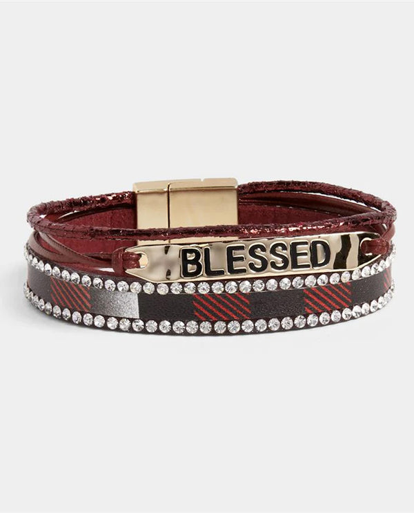 Coco & Carmen 2235002 Blessed Layered Magnetic Bracelet Black Red